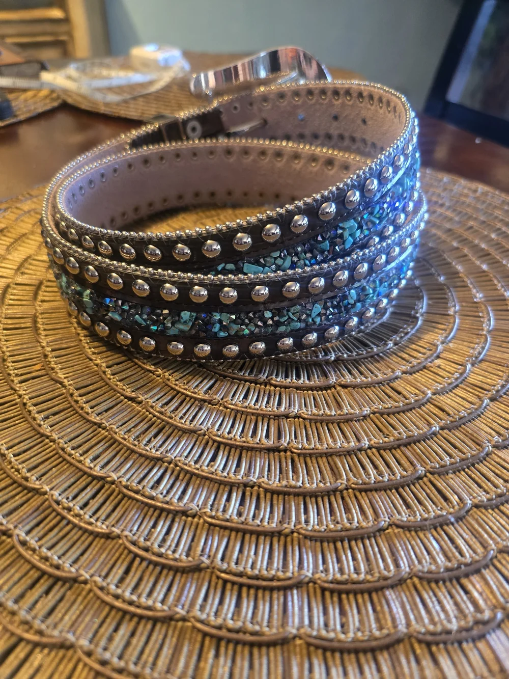 Turquoise Embellished Western Studded Belt - Women